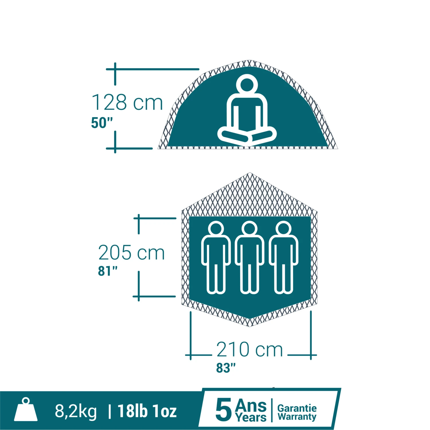 Quechua 3 Man Blackout Tent - 2 Seconds Easy F&B - Image 2